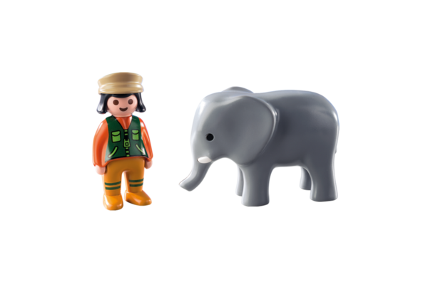 Playmobil 1.2.3 3981 Dierenverzorgster met olifant