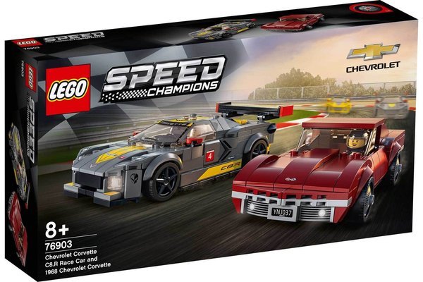 Lego Speed Champions 76903 Chevrolet Corvette C8.R racewagen en 1968 Chevrolet Corvette