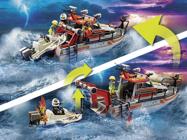 Playmobil City Action 70140 Redding op zee: brandbestrijdingsmissie met reddingscruiser