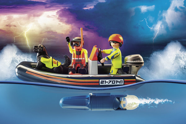 Playmobil City Action 70141 Redding op zee: redding met poolzeiler met rubberen sleepboot